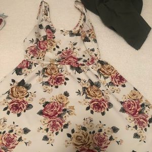 Floral white cream dress